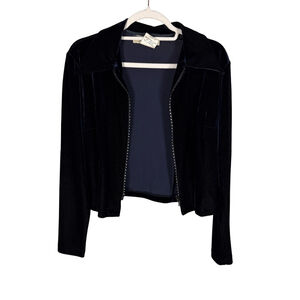 Debbi Shuchat for Como Navy Velvet Women's Blazer Jacket Size M Vintage Style